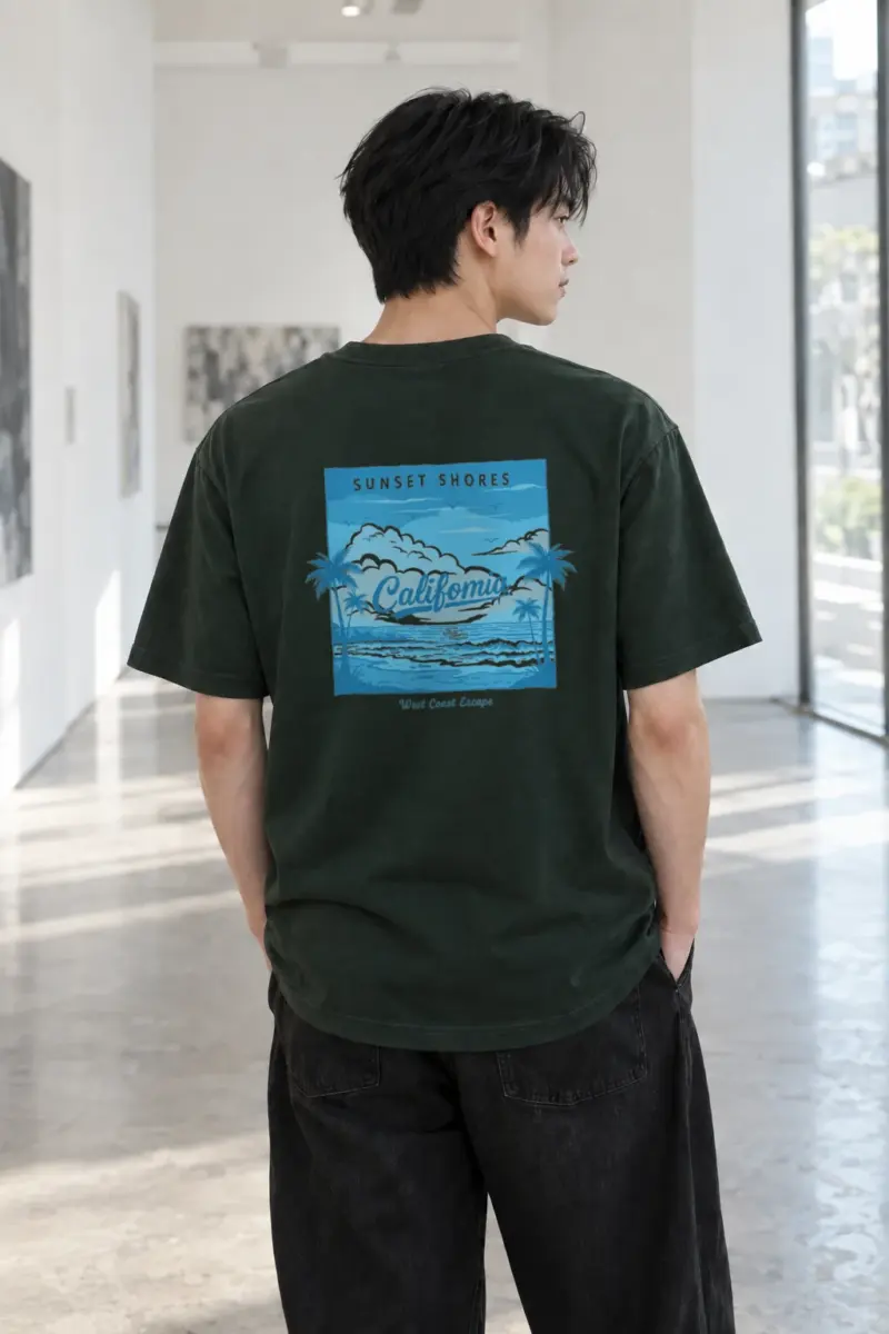 "Sunset Shores" Heavyweight Unisex Crewneck T-shirt
