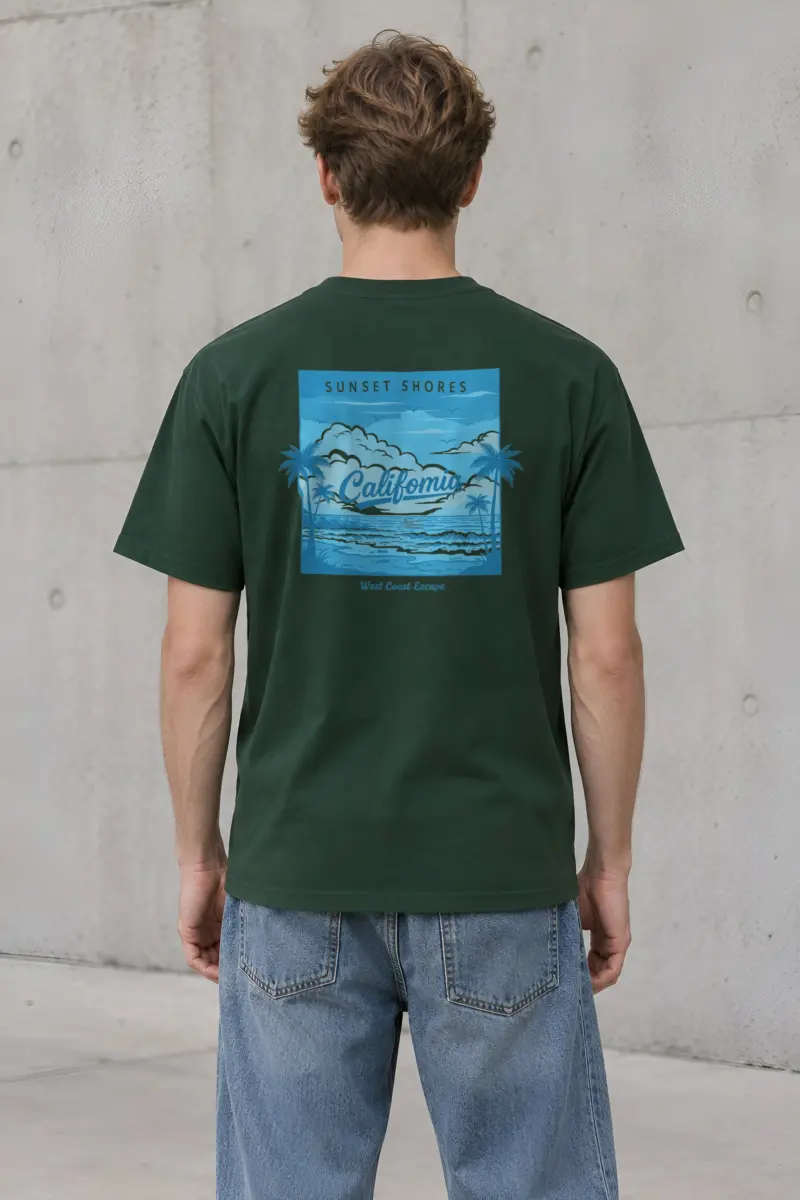 "Sunset Shores" Heavyweight Unisex Crewneck T-shirt