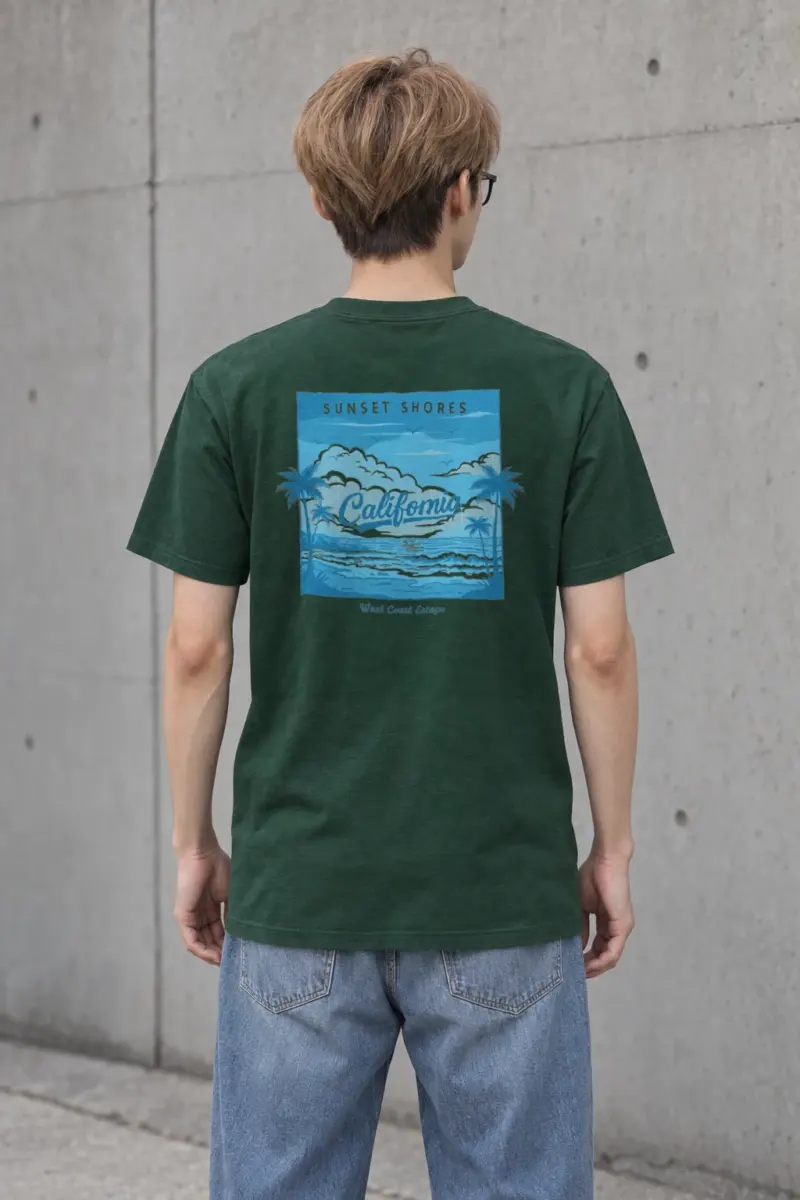 "Sunset Shores" Heavyweight Unisex Crewneck T-shirt