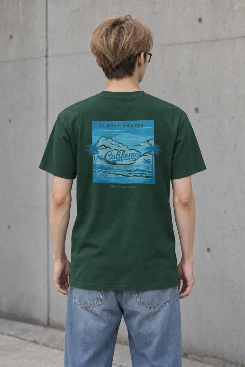 "Sunset Shores" Heavyweight Unisex Crewneck T-shirt