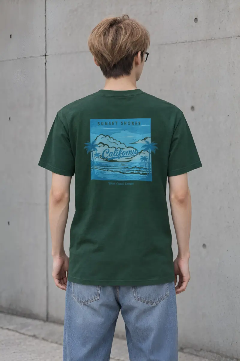 "Sunset Shores" Heavyweight Unisex Crewneck T-shirt