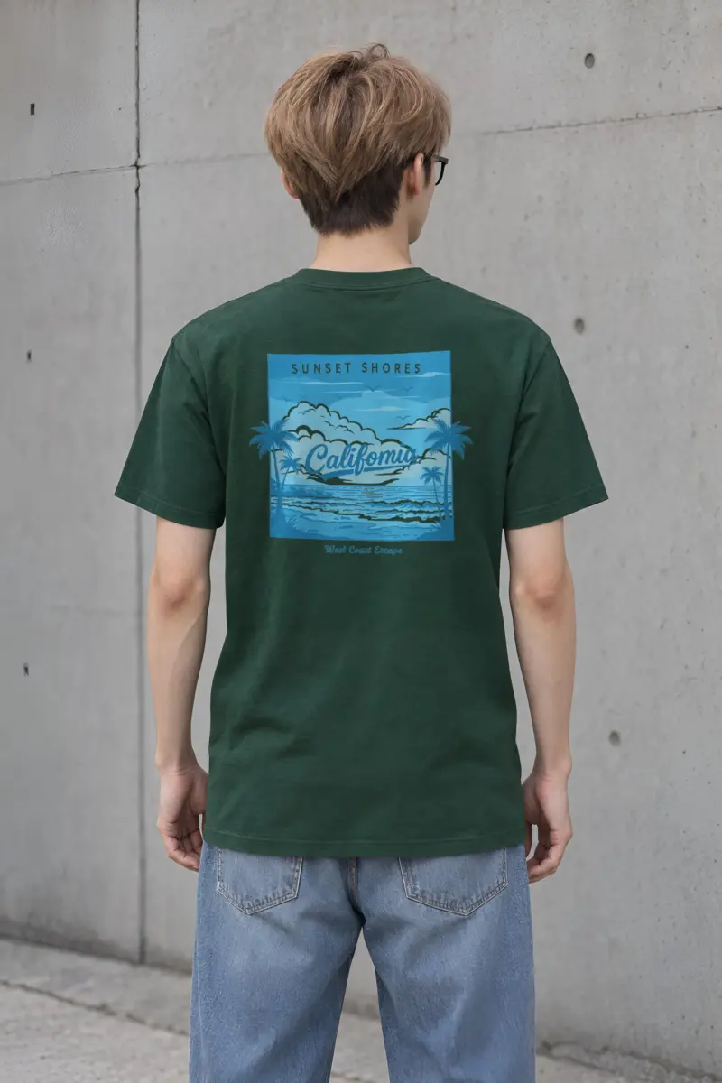 "Sunset Shores" Heavyweight Unisex Crewneck T-shirt