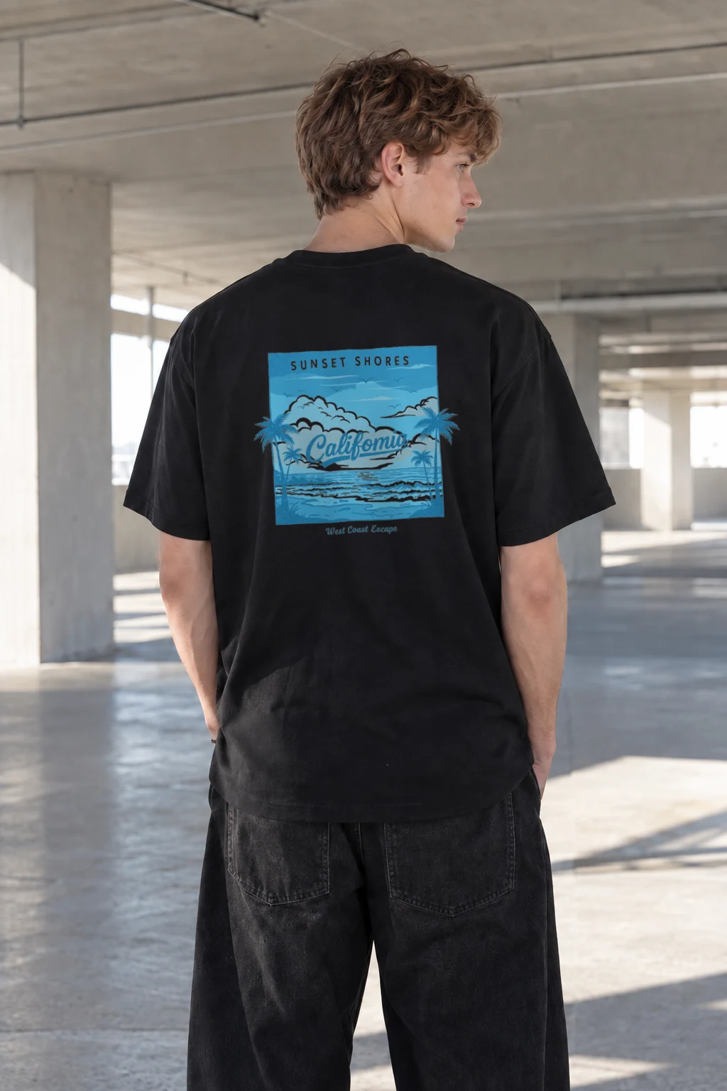 "Sunset Shores" Heavyweight Unisex Crewneck T-shirt | Gildan 5000