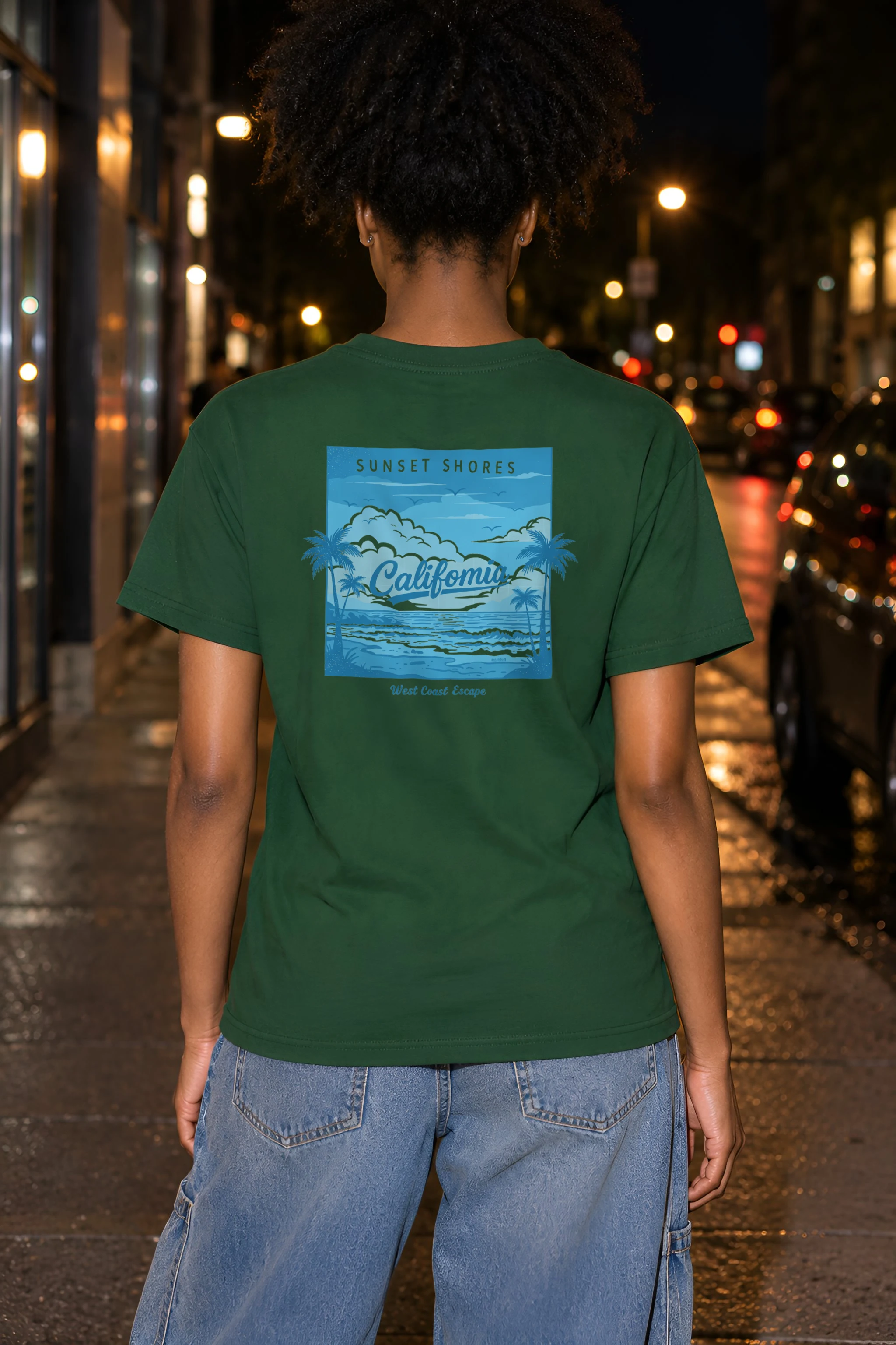 "Sunset Shores" Heavyweight Unisex Crewneck T-shirt
