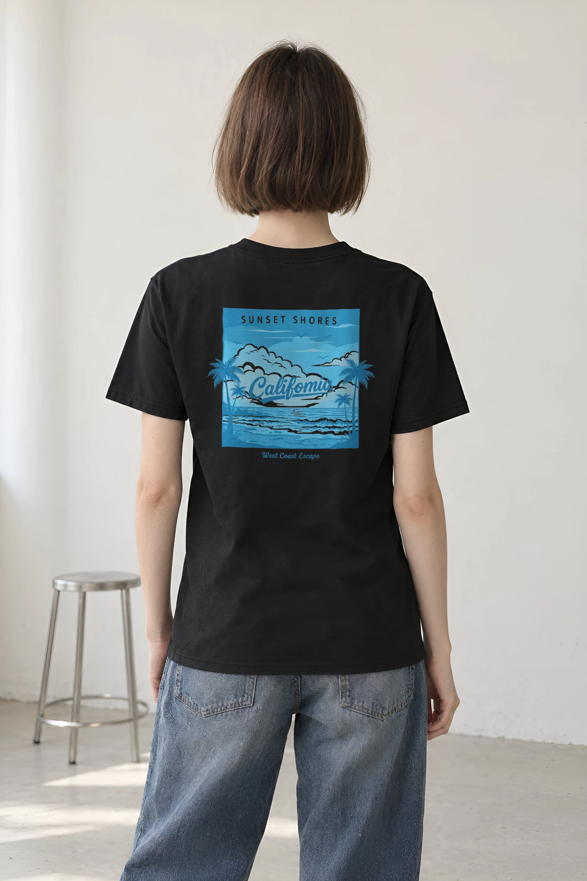 "Sunset Shores" Heavyweight Unisex Crewneck T-shirt