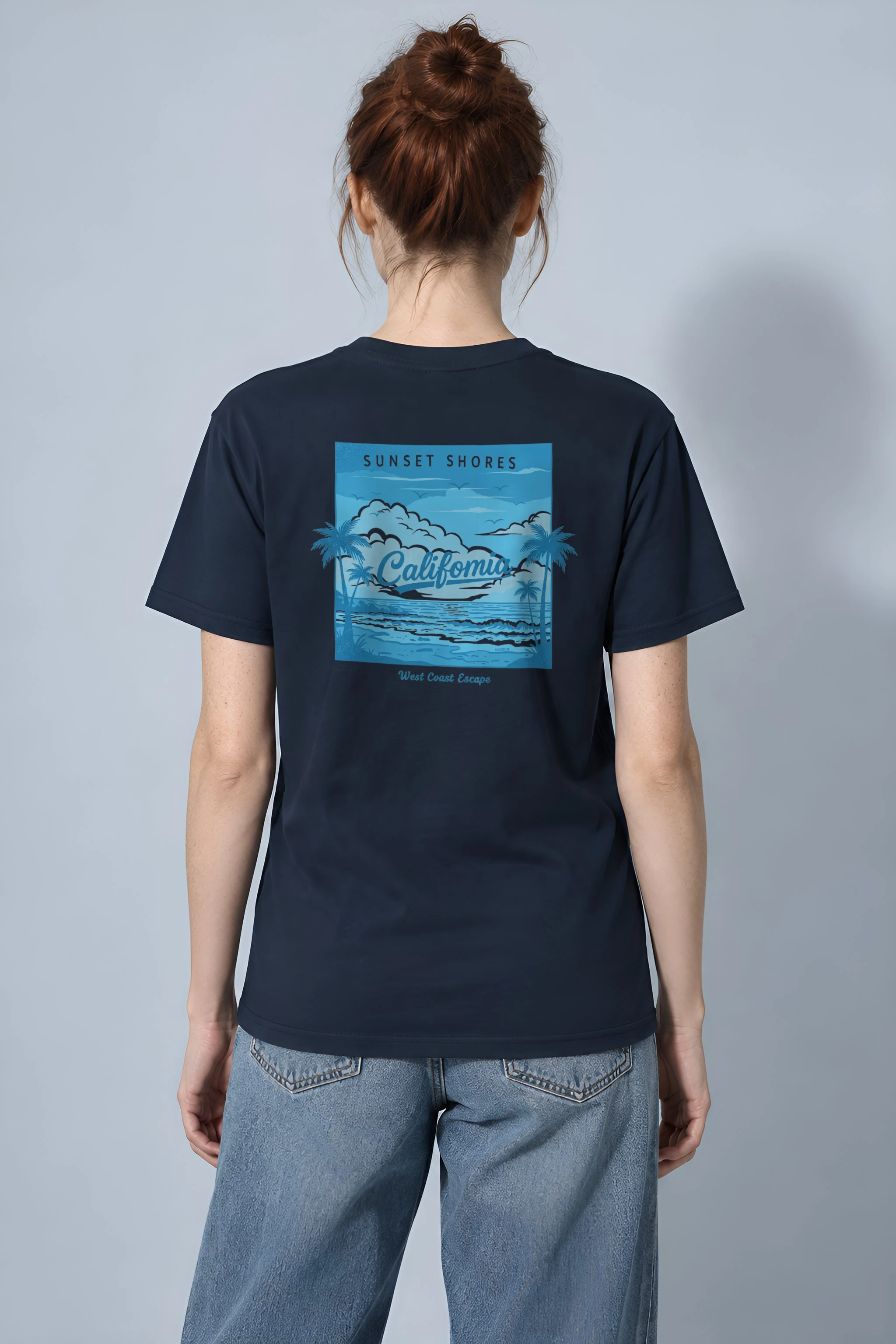"Sunset Shores" Heavyweight Unisex Crewneck T-shirt