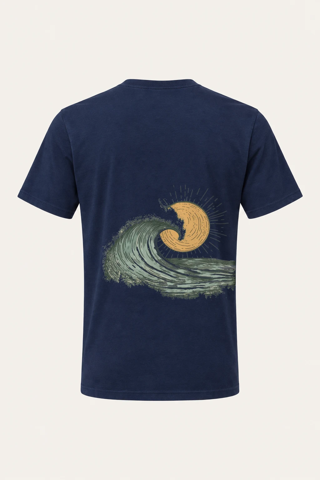 "Sunset Wave Linework" Heavyweight Unisex Crewneck T-shirt | Gildan 5000