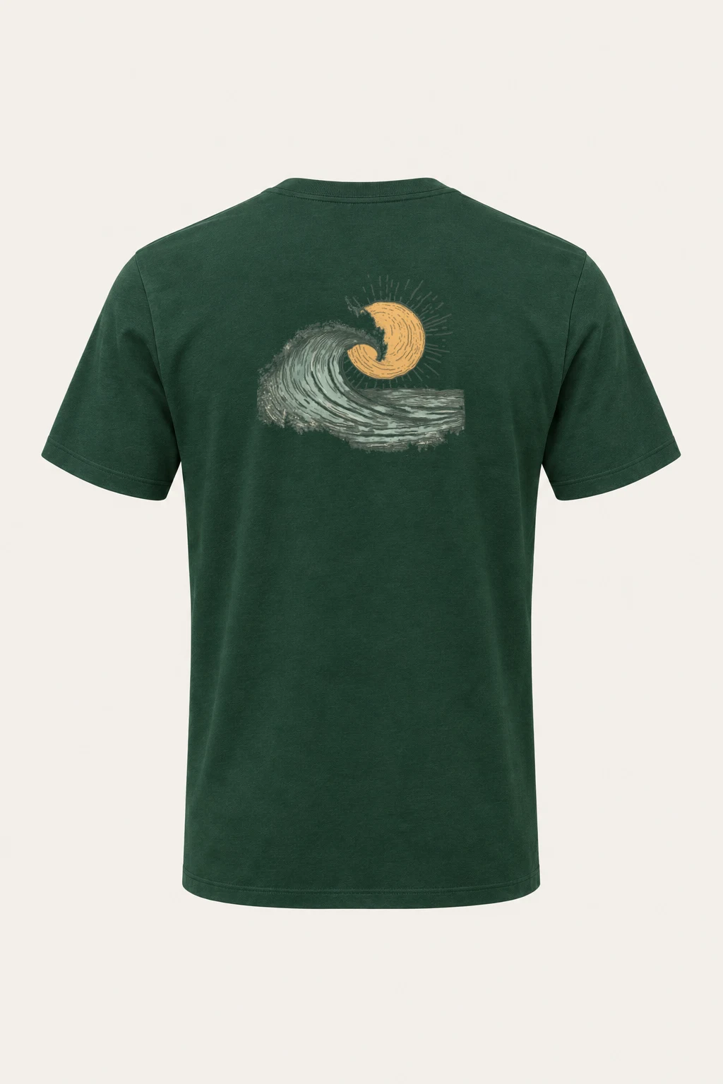 "Sunset Wave Linework" Heavyweight Unisex Crewneck T-shirt | Gildan 5000