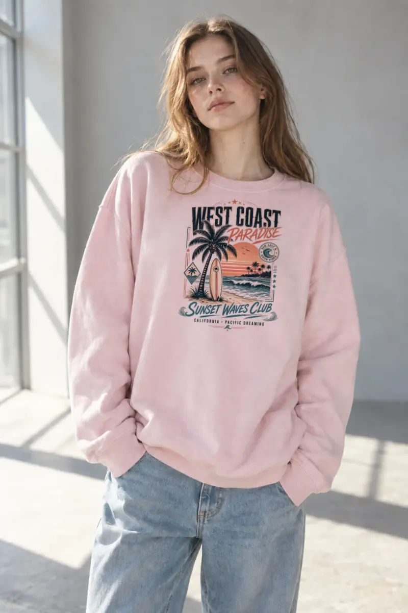 "Sunset Waves Club" Heavy Blend Unisex Crewneck Sweatshirt | Gildan 18000
