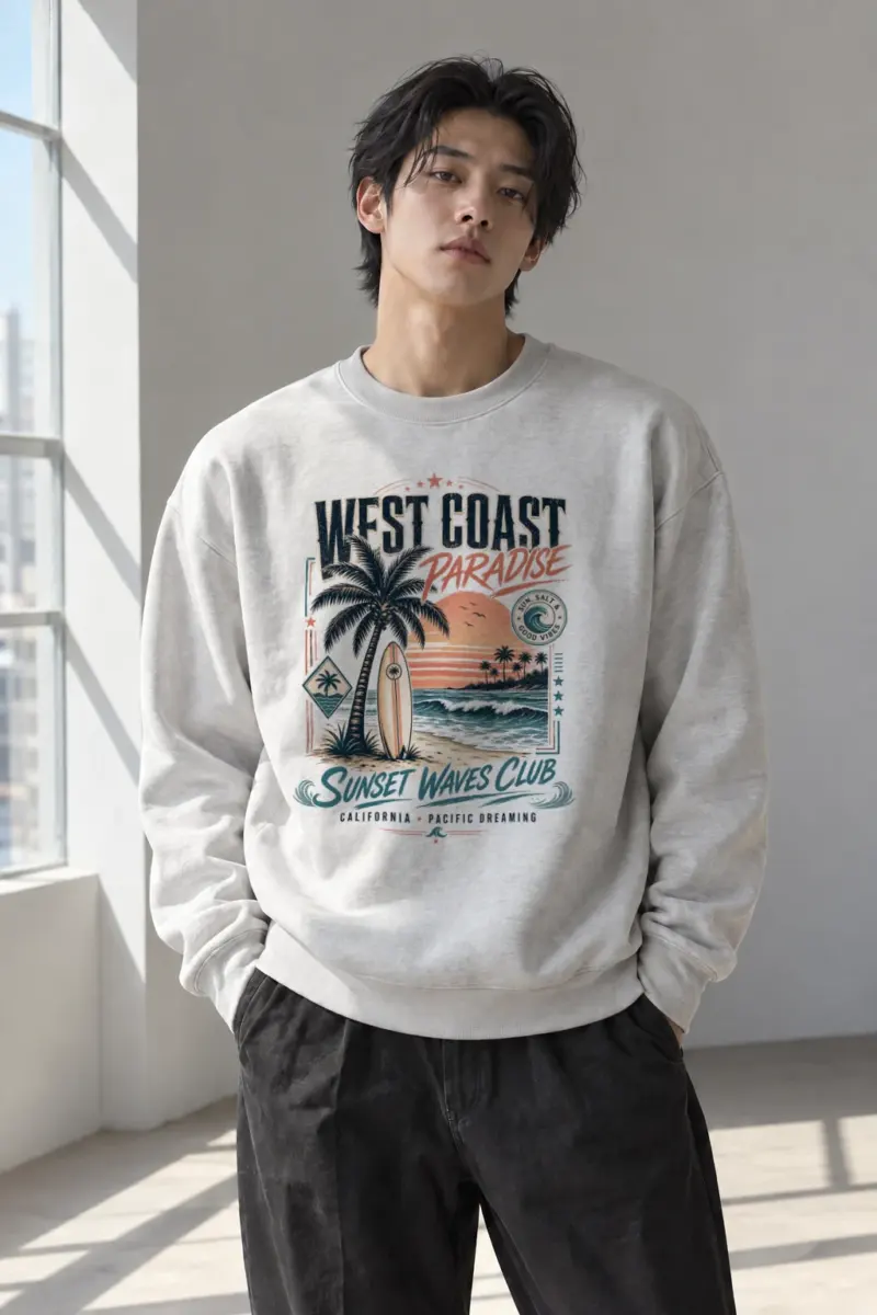 "Sunset Waves Club" Heavy Blend Unisex Crewneck Sweatshirt | Gildan 18000