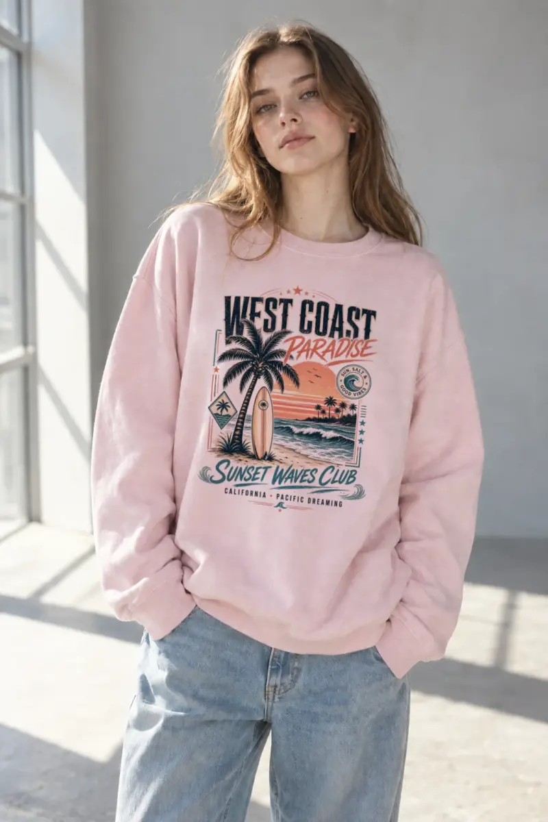 "Sunset Waves Club" Heavy Blend Unisex Crewneck Sweatshirt | Gildan 18000