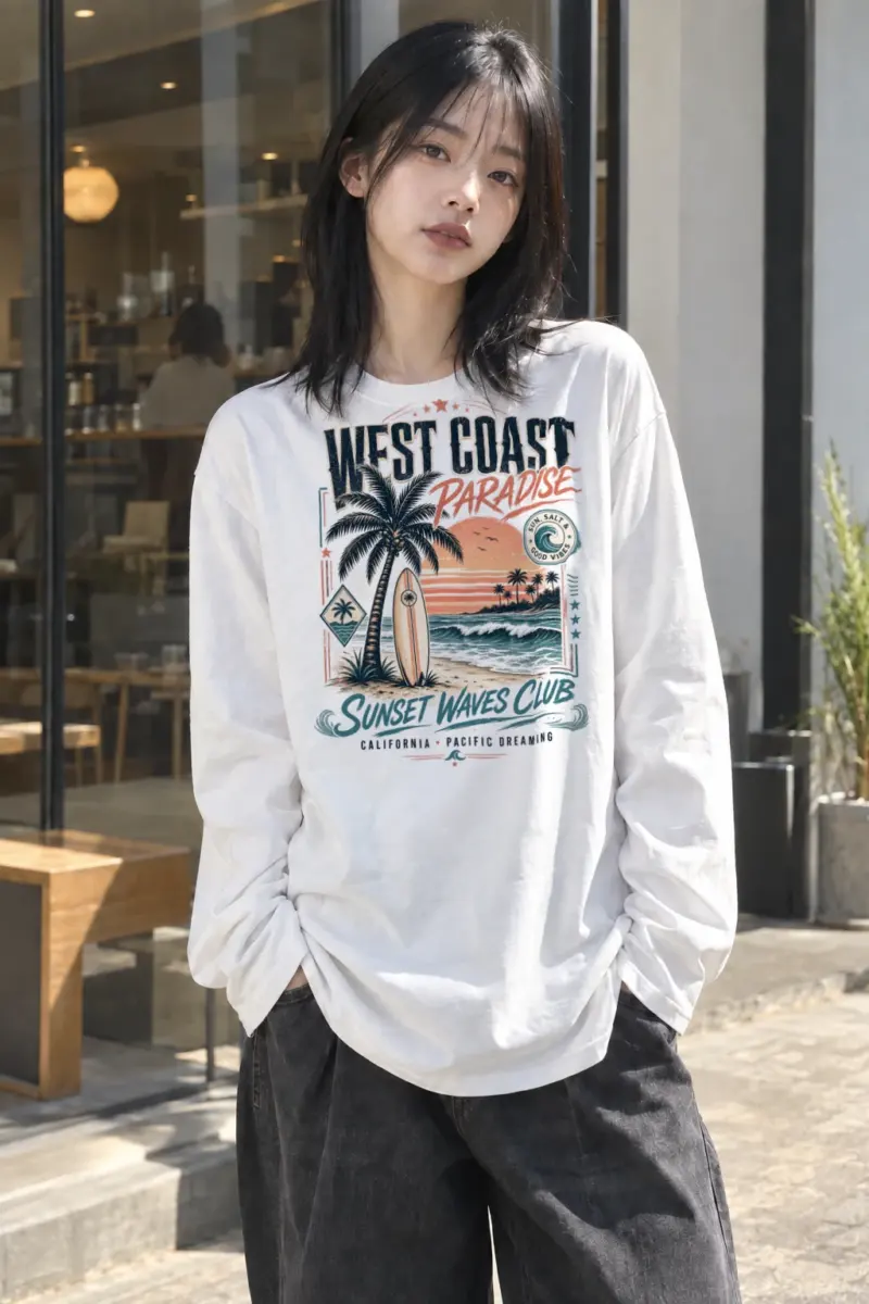 "Sunset Waves Club" Unisex Longsleeve T-shirt | Gildan 2400