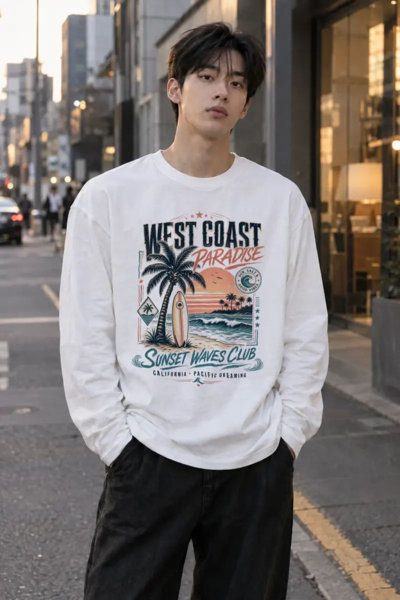 "Sunset Waves Club" Unisex Longsleeve T-shirt | Gildan 2400