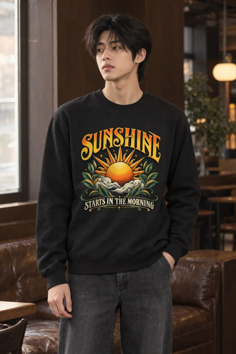 "Sunshine Starts Morning" Heavy Blend Unisex Crewneck Sweatshirt