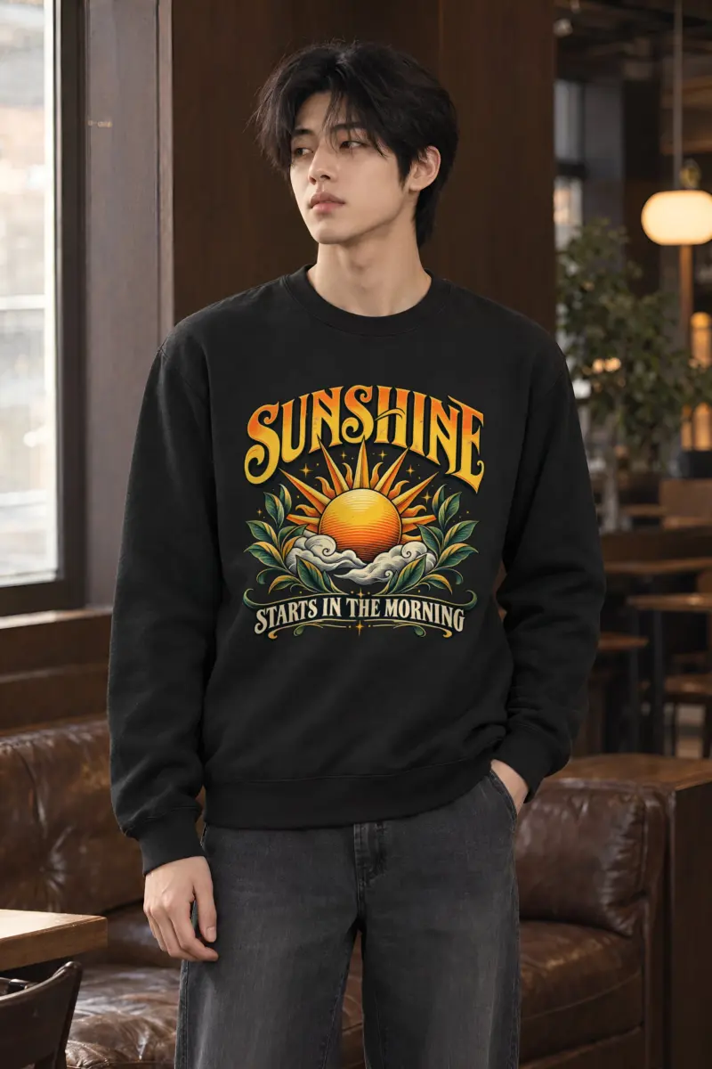 "Sunshine Starts Morning" Heavy Blend Unisex Crewneck Sweatshirt