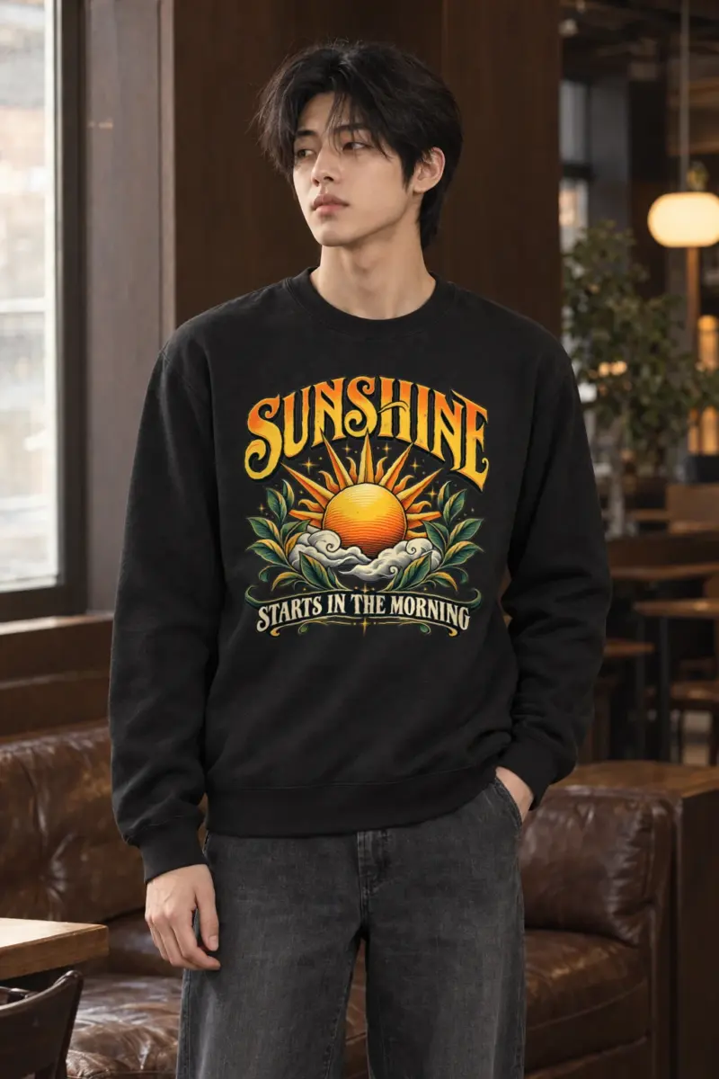 "Sunshine Starts Morning" Heavy Blend Unisex Crewneck Sweatshirt | Gildan 18000