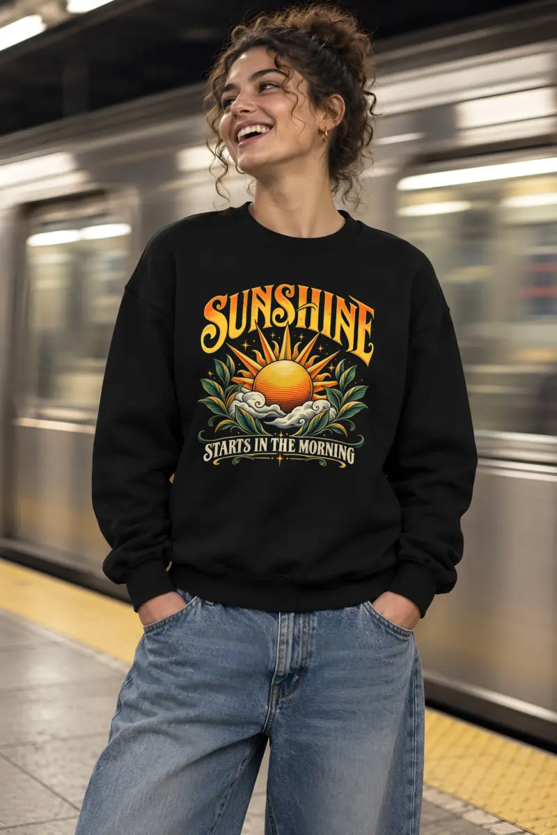 "Sunshine Starts Morning" Heavy Blend Unisex Crewneck Sweatshirt