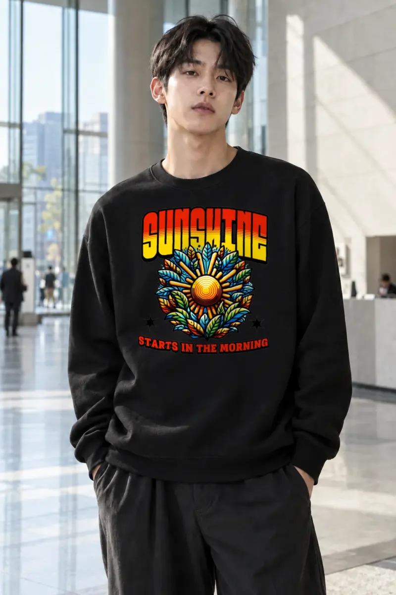 “Sunshine Starts Morning” Heavy Blend Unisex Crewneck Sweatshirt | Gildan 18000