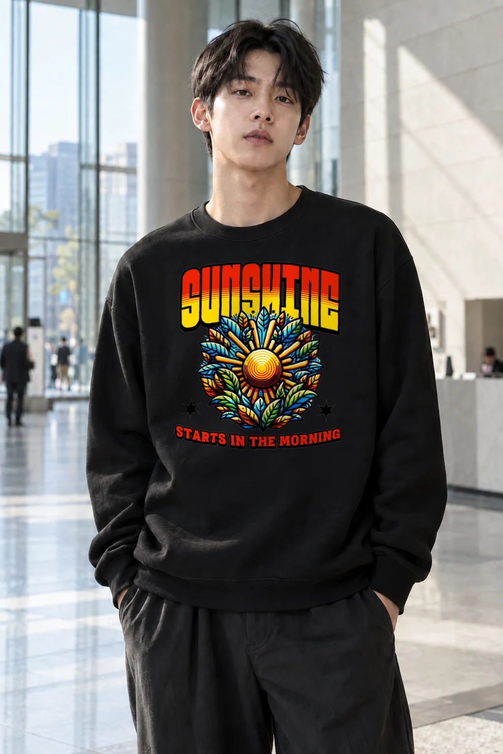 "Sunshine Starts Morning" Heavy Blend Unisex Crewneck Sweatshirt | Gildan 18000