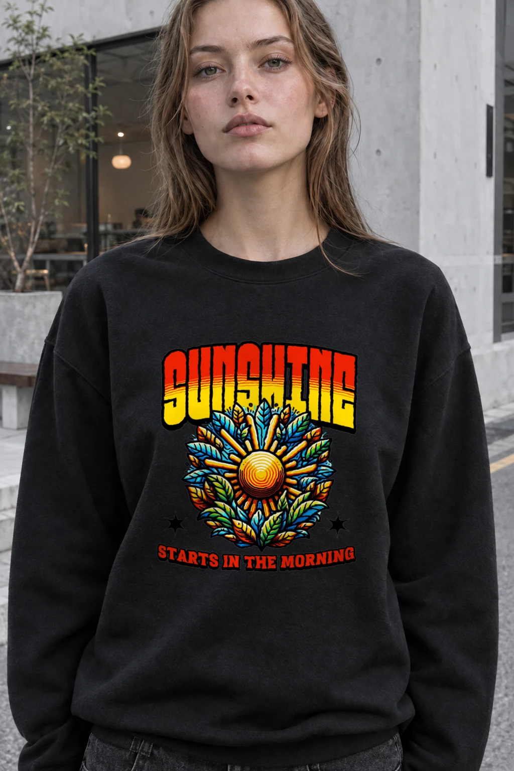 "Sunshine Starts Morning" Heavy Blend Unisex Crewneck Sweatshirt | Gildan 18000