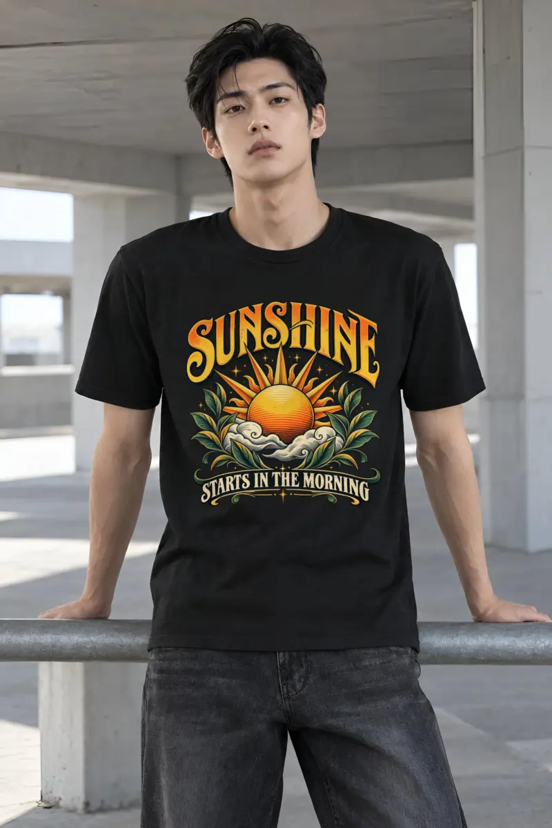 "Sunshine Starts Morning" Heavyweight Unisex Crewneck T-shirt