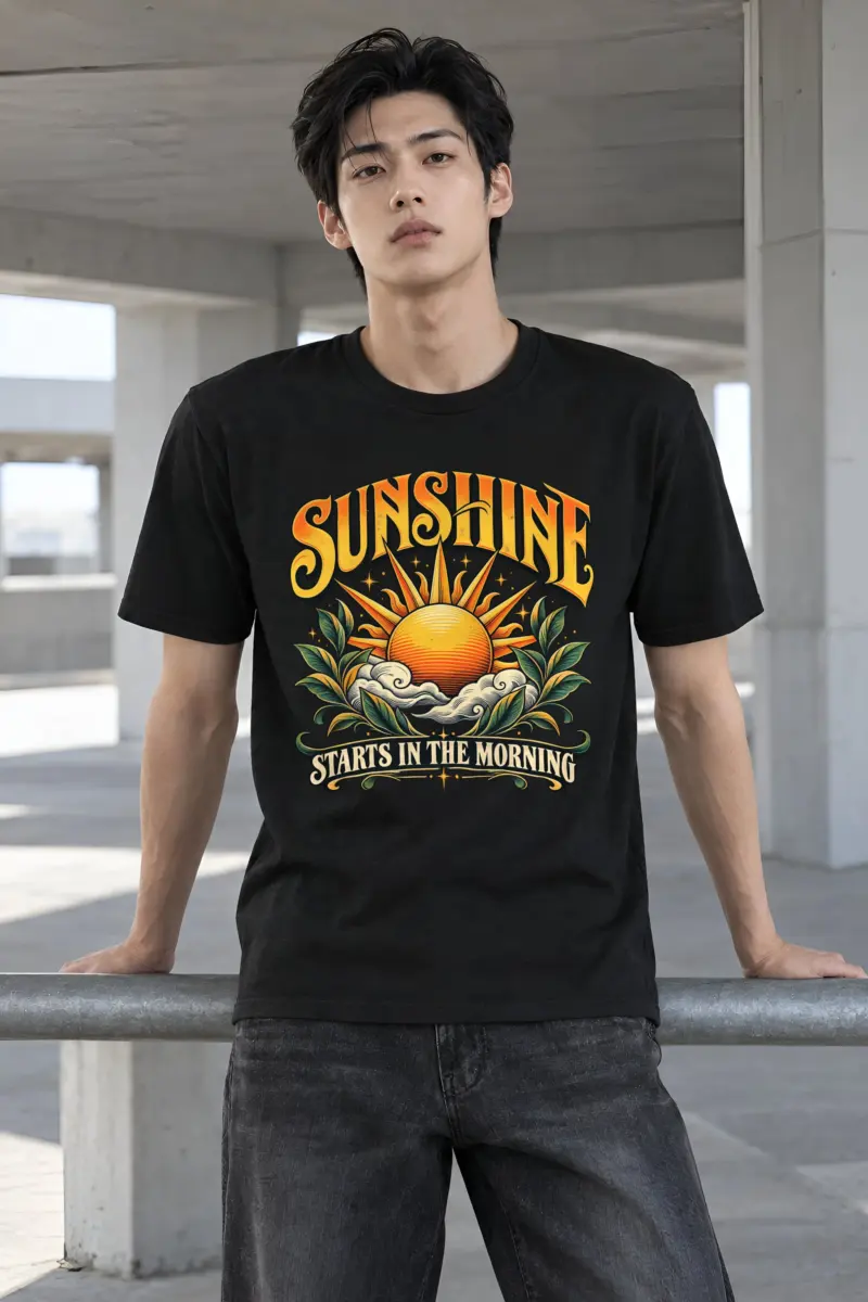 "Sunshine Starts Morning" Heavyweight Unisex Crewneck T-shirt