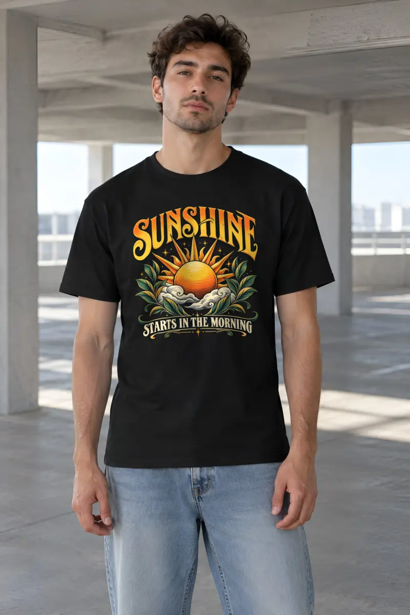 "Sunshine Starts Morning" Heavyweight Unisex Crewneck T-shirt