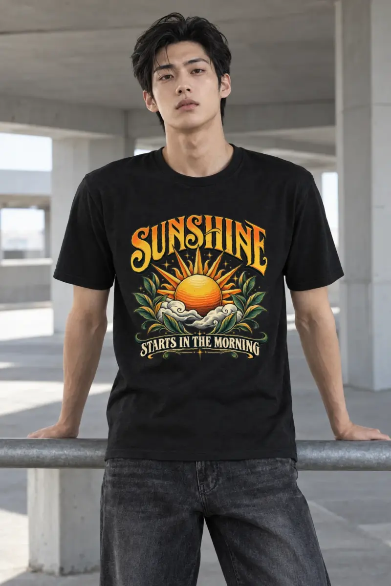 "Sunshine Starts Morning" Heavyweight Unisex Crewneck T-shirt