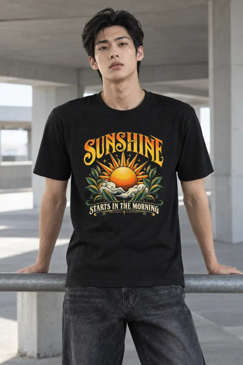 "Sunshine Starts Morning" Heavyweight Unisex Crewneck T-shirt