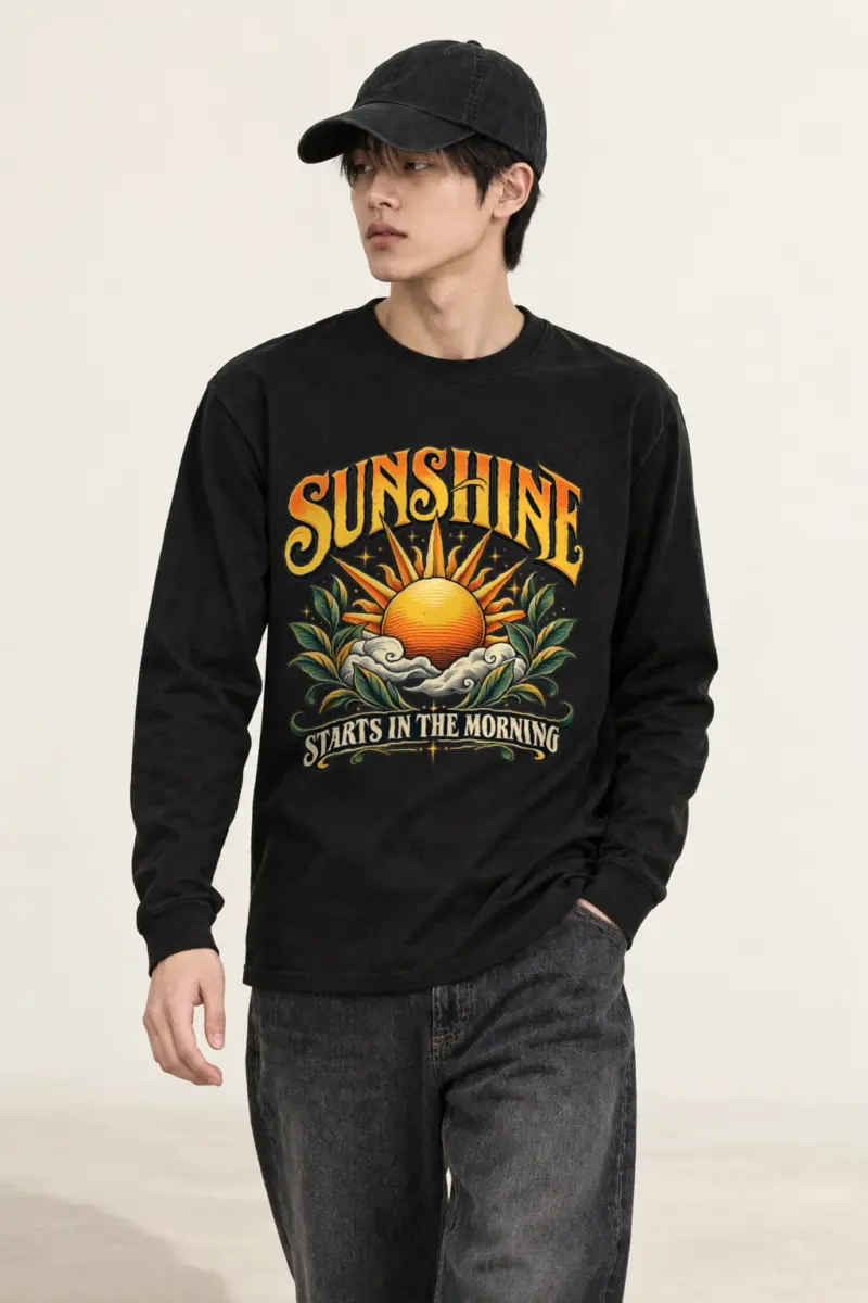 "Sunshine Starts Morning" Unisex Longsleeve T-shirt | Gildan 2400