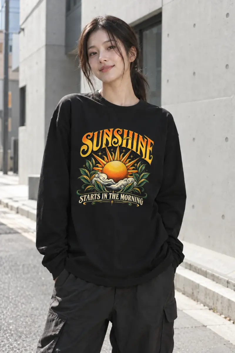 "Sunshine Starts Morning" Unisex Longsleeve T-shirt | Gildan 2400