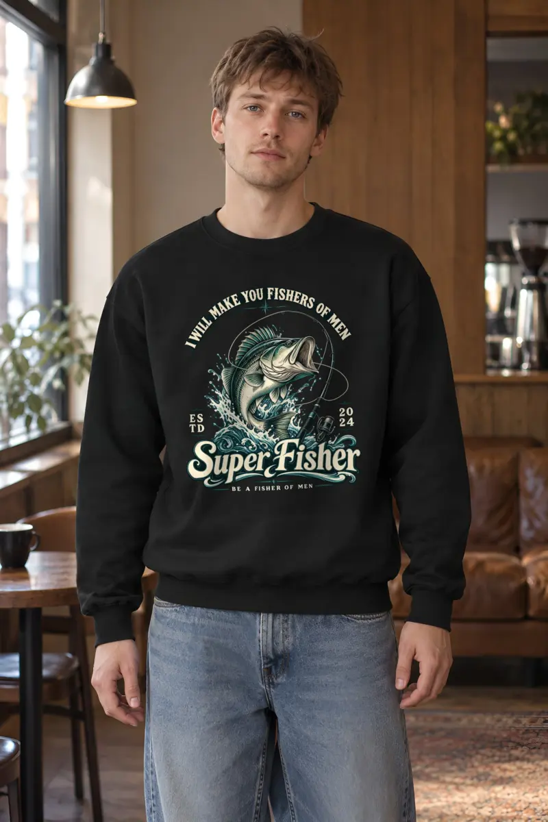 "Super Fisher" Heavy Blend Unisex Crewneck Sweatshirt