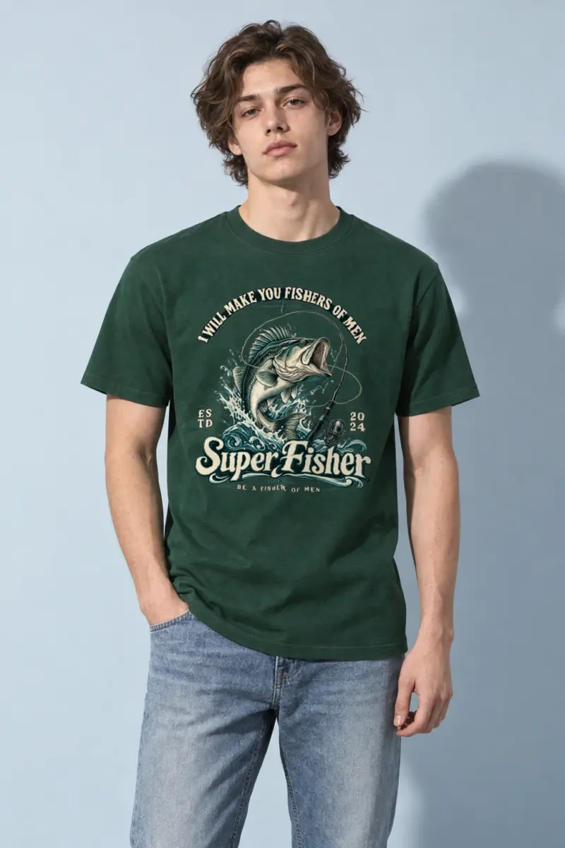 "Super Fisher" Heavyweight Unisex Crewneck T-shirt