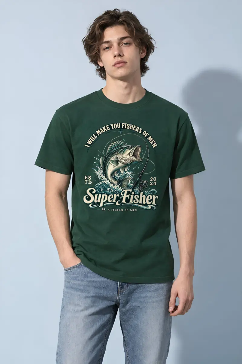 "Super Fisher" Heavyweight Unisex Crewneck T-shirt