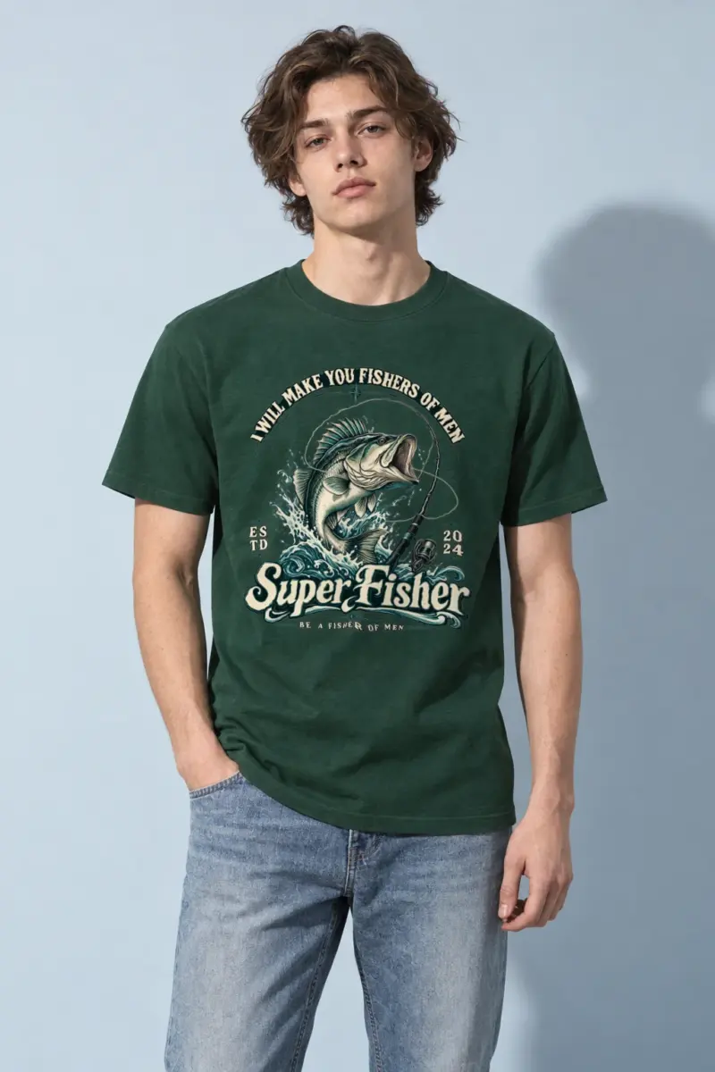 "Super Fisher" Heavyweight Unisex Crewneck T-shirt | Gildan 5000