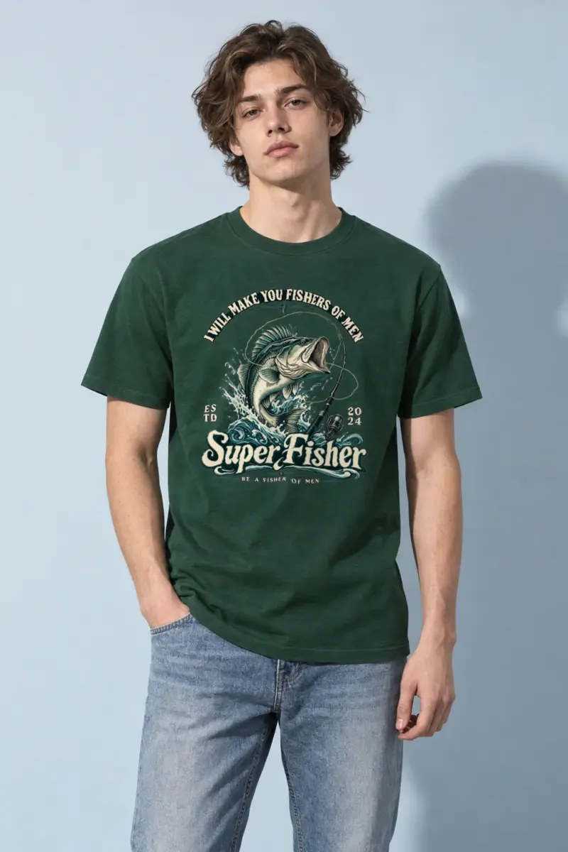 "Super Fisher" Heavyweight Unisex Crewneck T-shirt