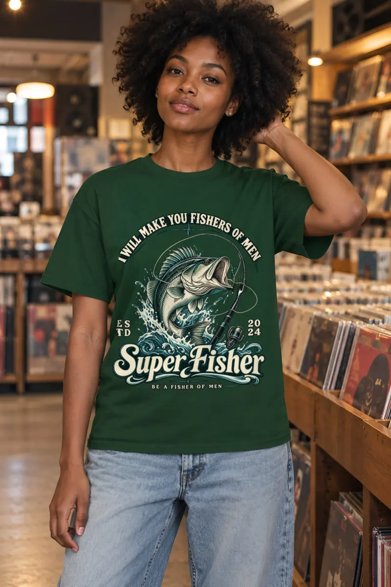 "Super Fisher" Heavyweight Unisex Crewneck T-shirt