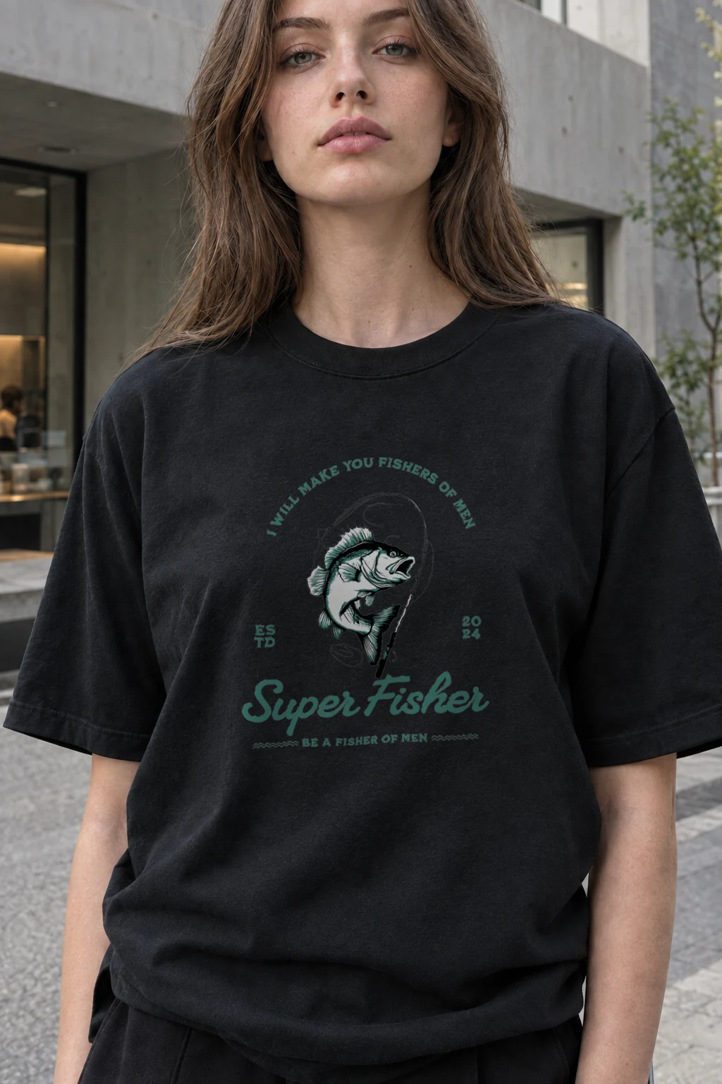 "Super Fisher" Heavyweight Unisex Crewneck T-shirt | Gildan 5000