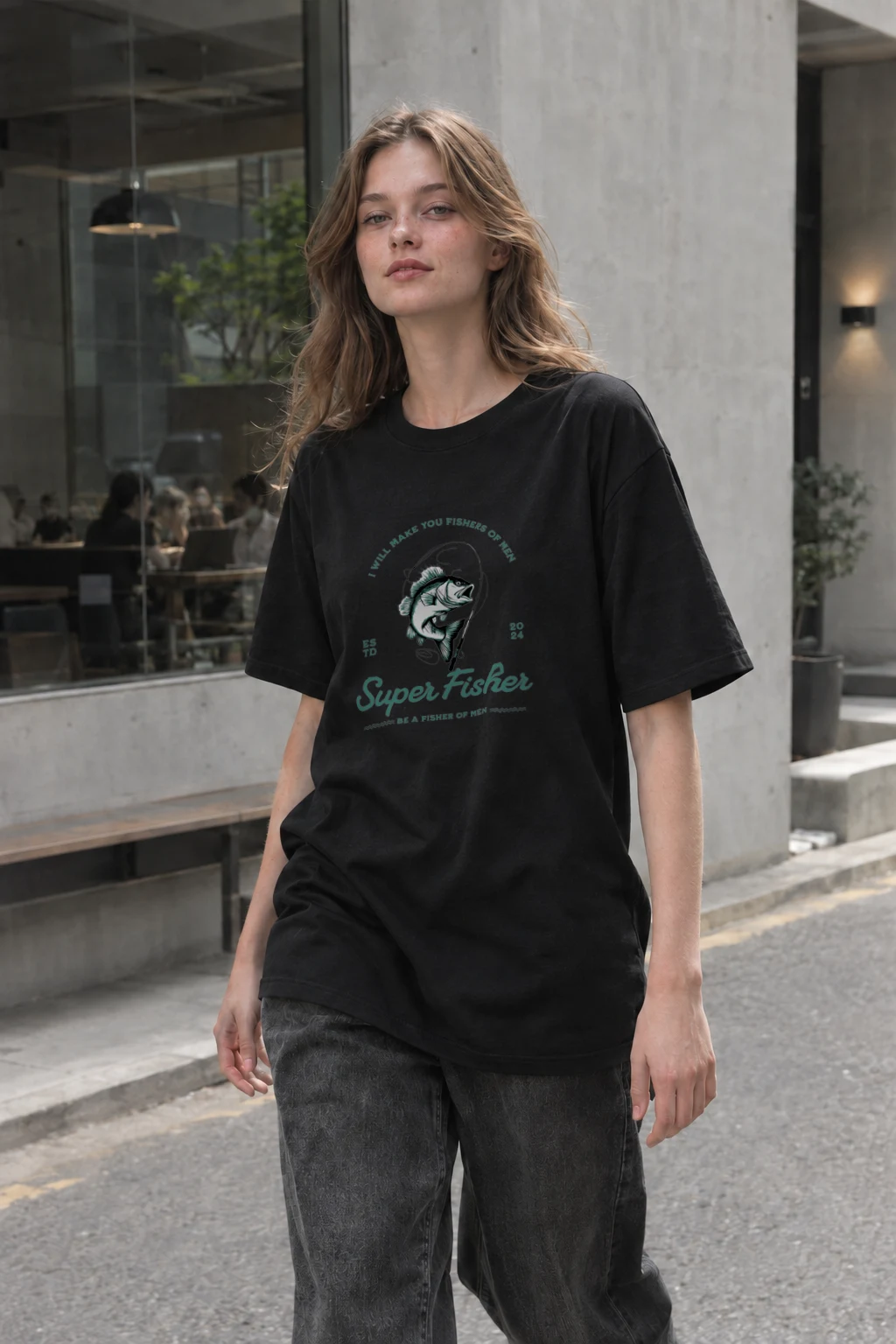 "Super Fisher" Heavyweight Unisex Crewneck T-shirt | Gildan 5000