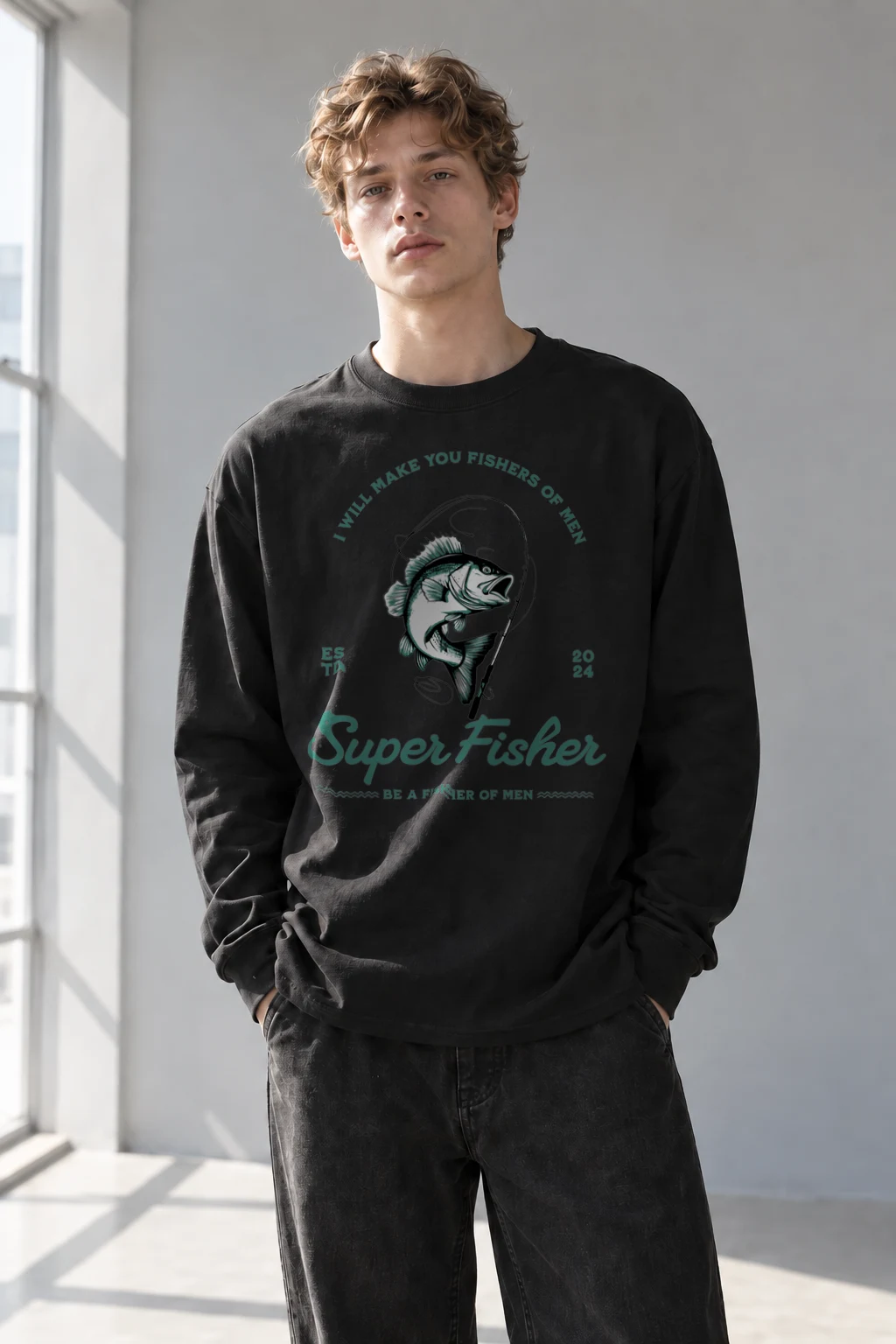 "Super Fisher" Unisex Longsleeve T-shirt | Gildan 2400