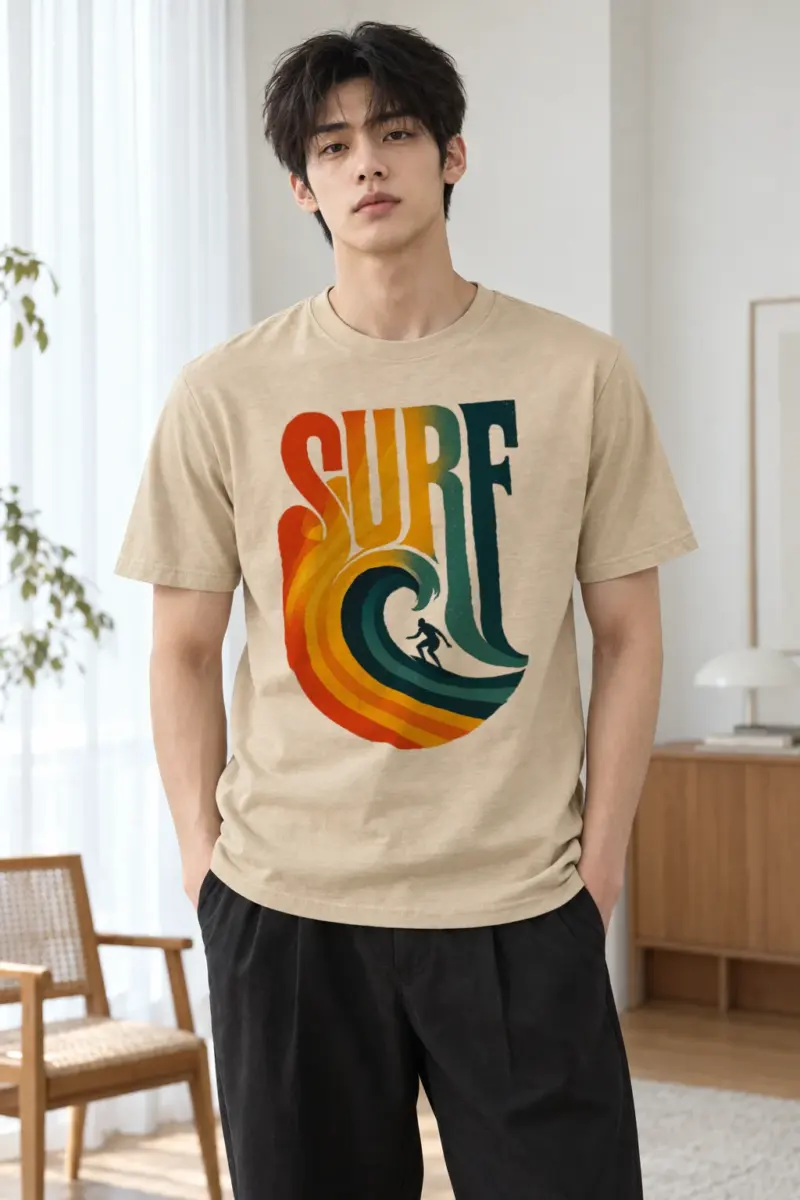 "Surf Break" Heavyweight Unisex Crewneck T-shirt | Gildan 5000
