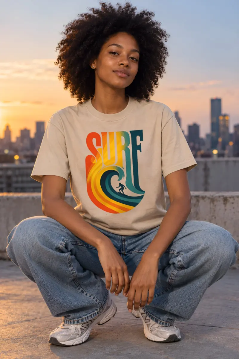 "Surf Break" Heavyweight Unisex Crewneck T-shirt