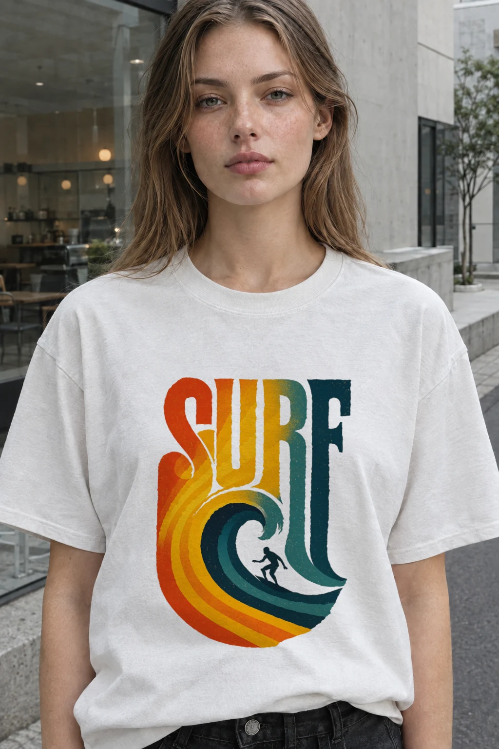 "Surf Break" Heavyweight Unisex Crewneck T-shirt | Gildan 5000