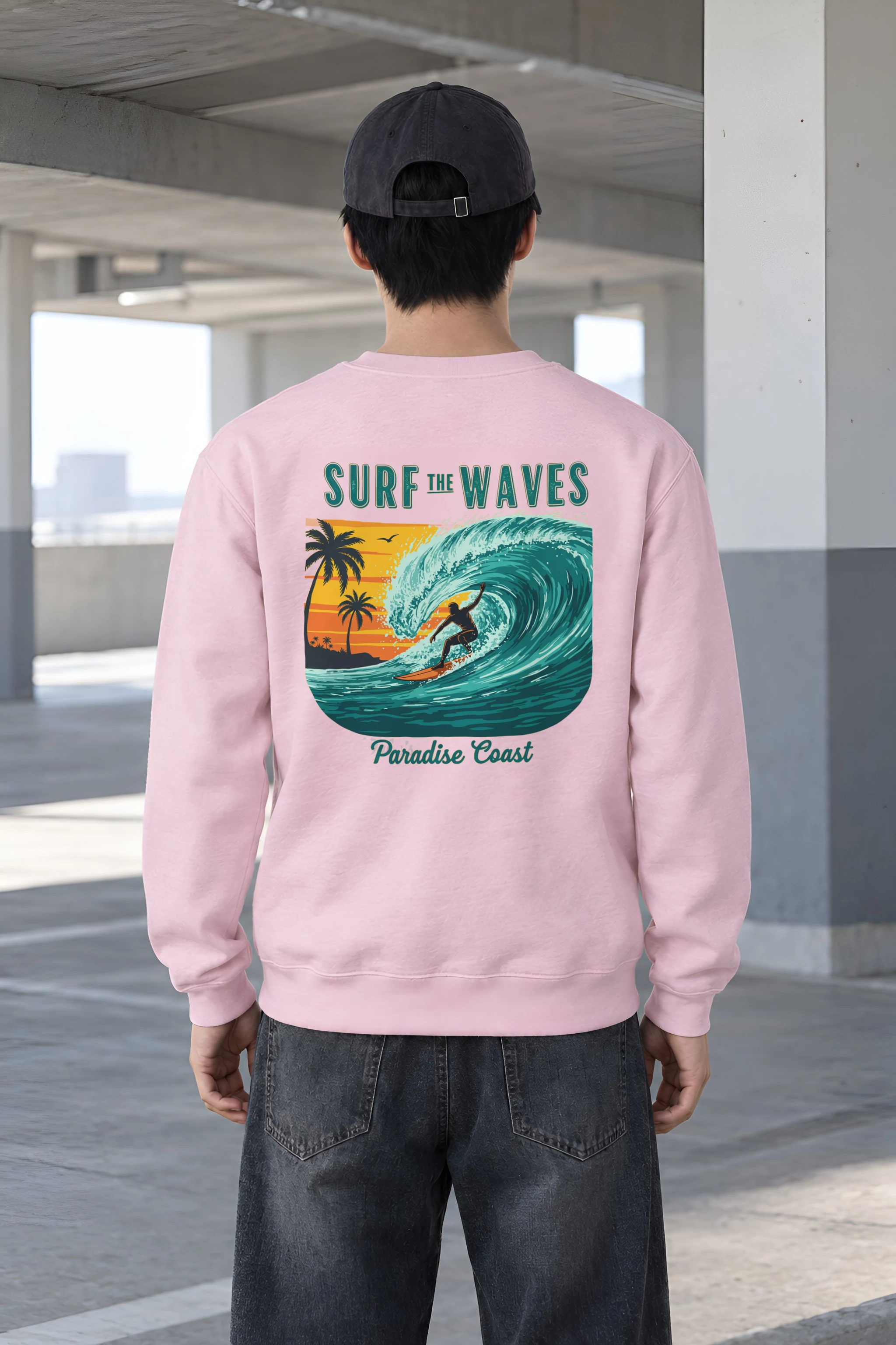 "Surf The Waves" Heavy Blend Unisex Crewneck Sweatshirt