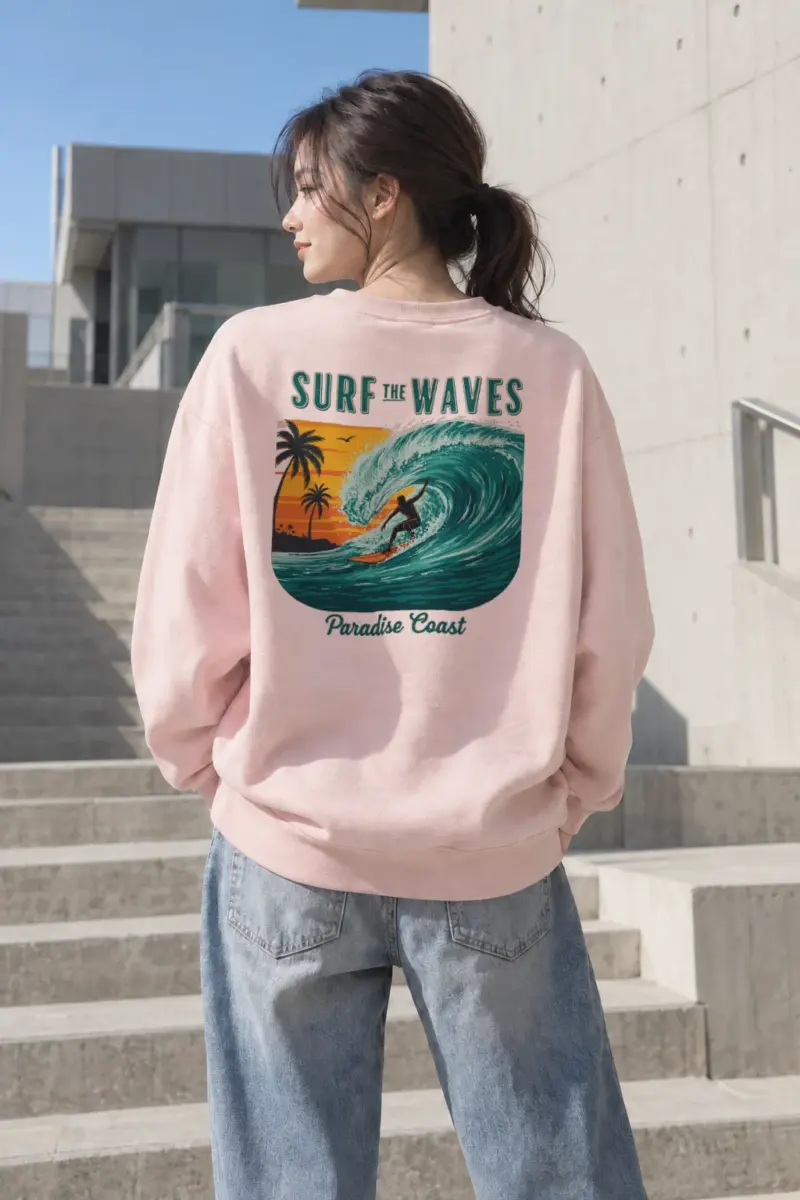 "Surf The Waves" Heavy Blend Unisex Crewneck Sweatshirt