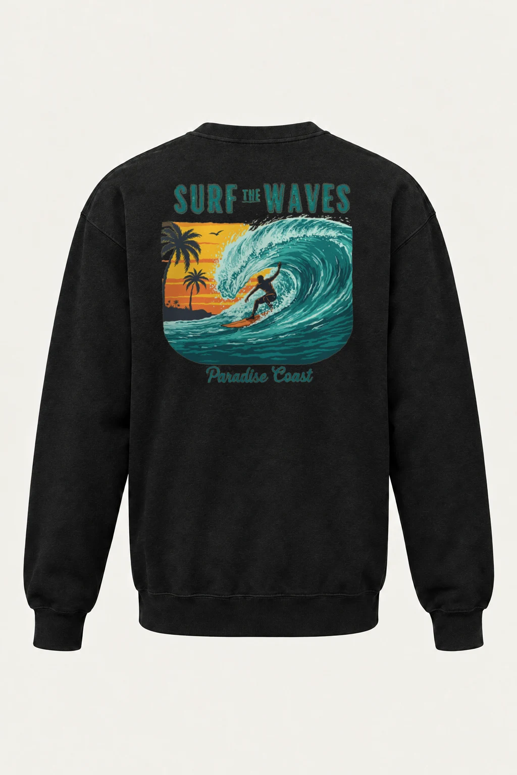 "Surf The Waves" Heavy Blend Unisex Crewneck Sweatshirt | Gildan 18000