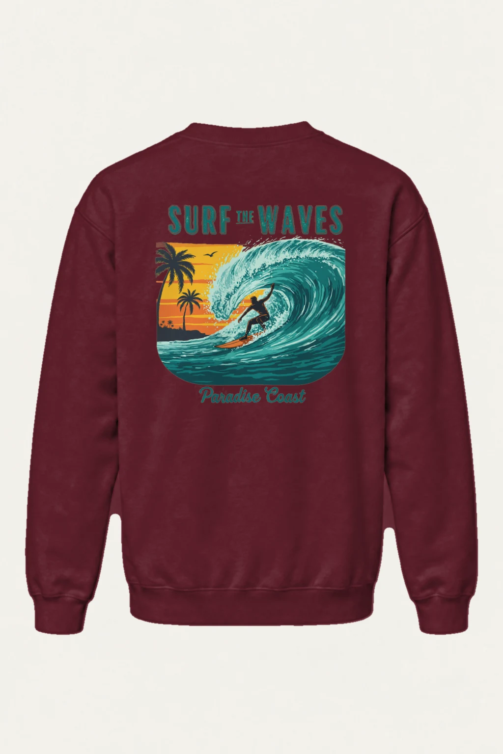 "Surf The Waves" Heavy Blend Unisex Crewneck Sweatshirt | Gildan 18000