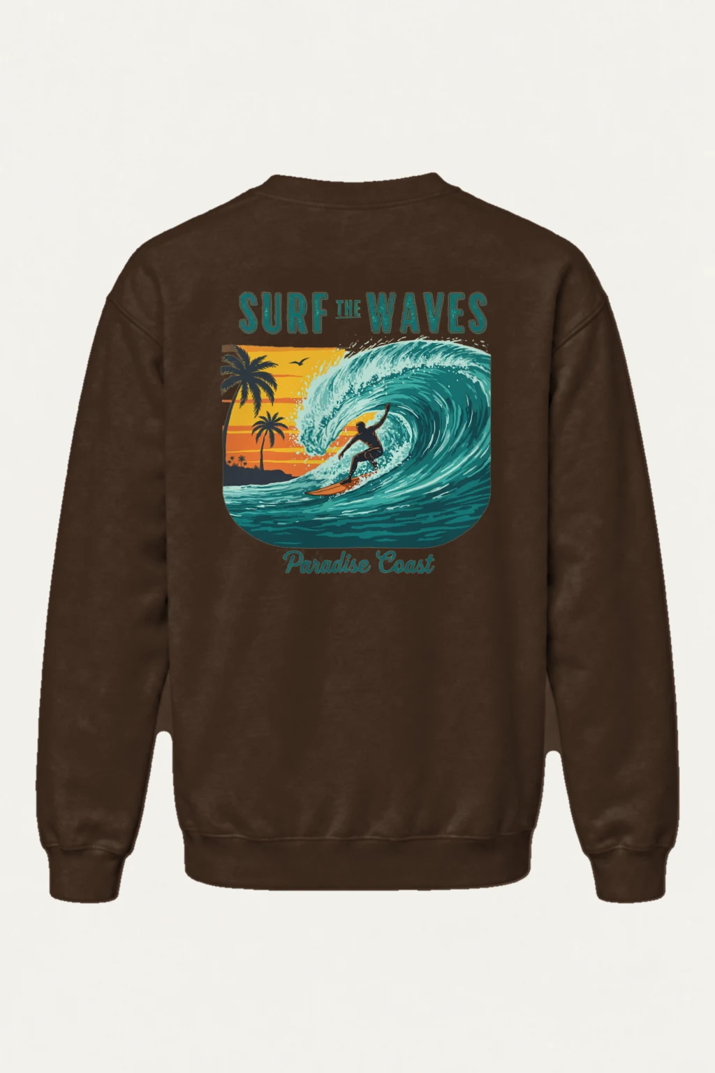 "Surf The Waves" Heavy Blend Unisex Crewneck Sweatshirt | Gildan 18000