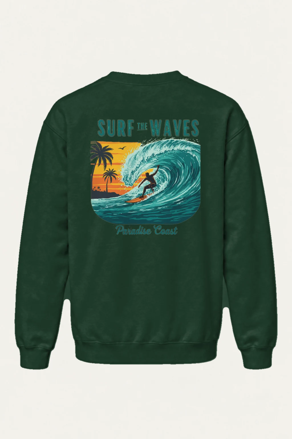"Surf The Waves" Heavy Blend Unisex Crewneck Sweatshirt | Gildan 18000