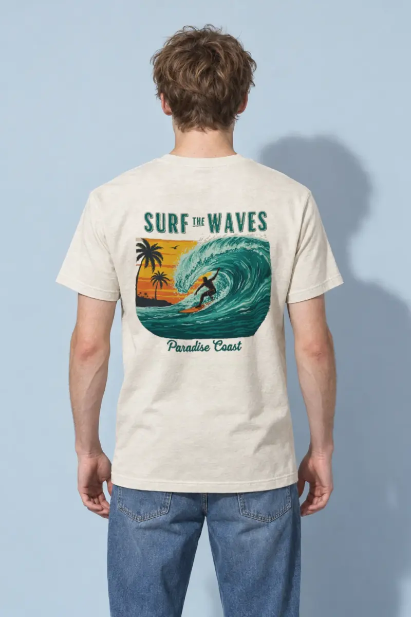 "Surf The Waves" Heavyweight Unisex Crewneck T-shirt